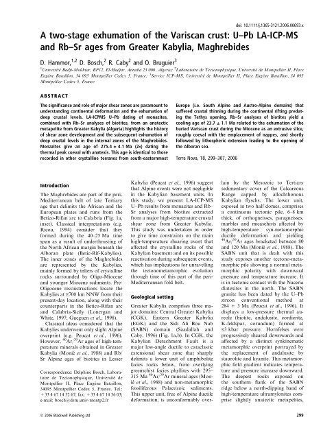 GÃ©ochronologie U-Pb par ablation laser et ICP-MS (LA-ICP-MS ...