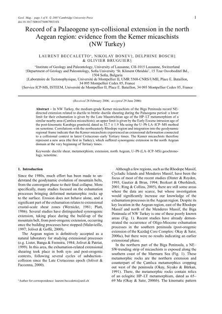 GÃ©ochronologie U-Pb par ablation laser et ICP-MS (LA-ICP-MS ...