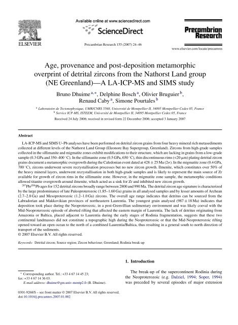 GÃ©ochronologie U-Pb par ablation laser et ICP-MS (LA-ICP-MS ...