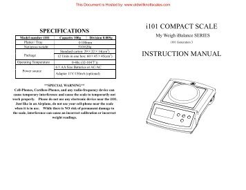 My Weigh iBalance 201 / i101 Model User Manual - Scale Manuals