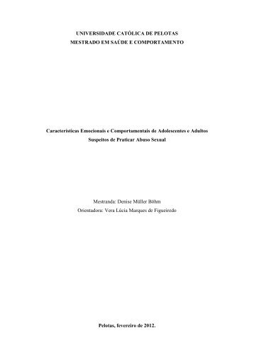 Caracteristicas emocionais e comportamentais de adolescentes e ...