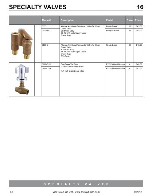 Central Brass List Price Guide 2012 - 89 pages - 7860K