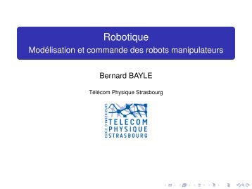 Robotique ModÃ©lisation et commande des robots manipulateurs - AVR