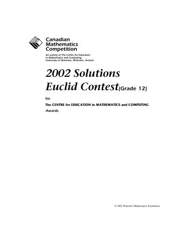 Euclid Contest Solutions 2002 - CEMC - University of Waterloo
