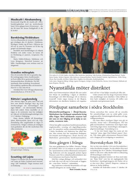 Mellansvenska distriktet s 5 Attraktion MÃ¤lardistriktet s 6 Nyans