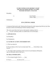 Final Pretrial Order - Southern District of Ohio