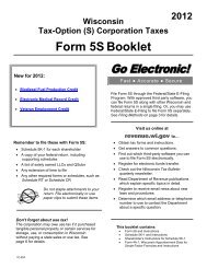 (S) Corporation Taxes Form 5S Booklet - Wisconsin Department of ...