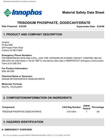 TRISODIUM PHOSPHATE, DODECAHYDRATE - Innophos