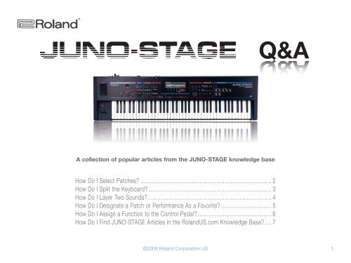 Roland JUNO-STAGE Q&A - Roland Corporation Australia