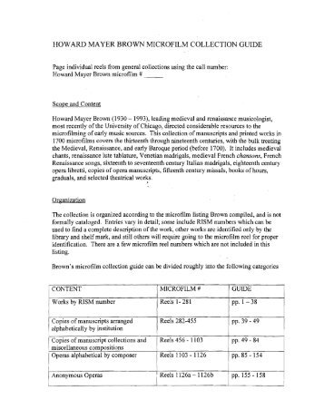 howard mayer brown microfilm collection guide - Newberry Library