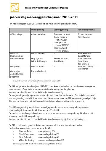jaarverslag medezeggenschapsraad 2010-2011 - IVO Deurne