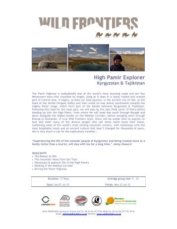 High Pamir Explorer Kyrgyzstan & Tajikistan - Wild Frontiers