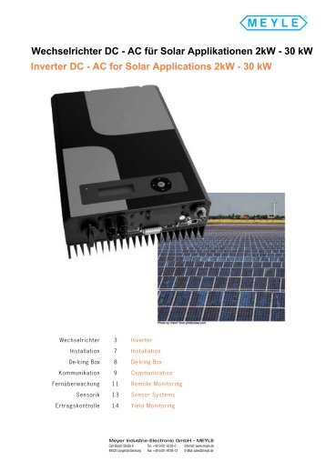 Inverter DC - AC for Solar Applications 2kW - 30 kW Wechselrichter ...