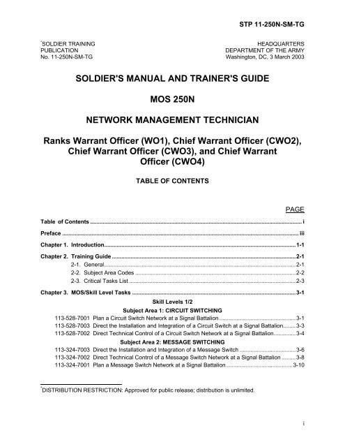 SOLDIER'S MANUAL AND TRAINER'S GUIDE MOS 250N ... - AskTOP