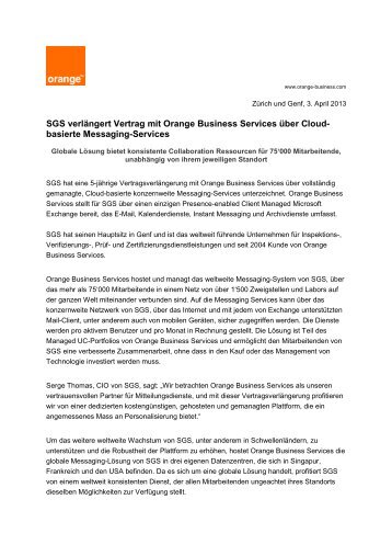 SGS verlÃƒÂ¤ngert Vertrag mit Orange Business Services ÃƒÂ¼ber ...