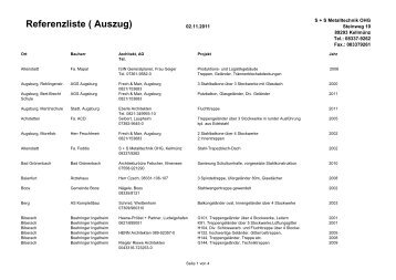 Referenzliste ( Auszug) - S + S, Metalltechnik