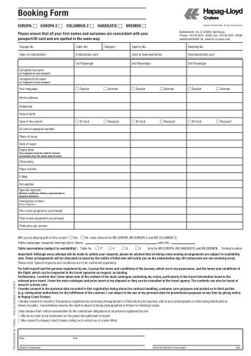 Booking Form & Terms and Conditions (L.V. 10/2012) - Vertrieb ...