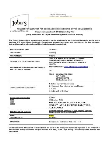 2. Original Tax clearance certificate 3 .Coid 4.cidb so1 or ... - Joburg
