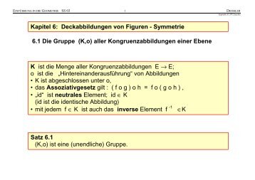 Kapitel 6: Deckabbildungen von Figuren - Symmetrie K ist die ...