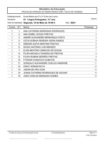 Pautas de Chamada por Turma - Portal das escolas da RAM