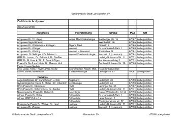 Ãrzte und med. Einrichtungen - Seniorenrat Ludwigshafen eV