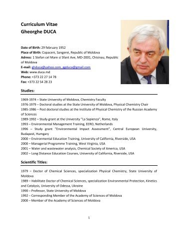 Curriculum Vitae Gheorghe DUCA