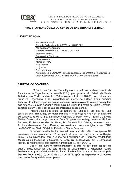 projeto pedagÃ³gico do curso de engenharia elÃ©trica - WWW2 - Udesc