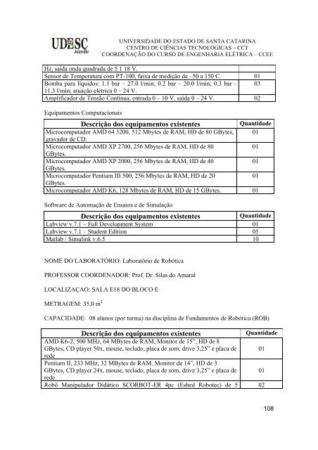 projeto pedagÃ³gico do curso de engenharia elÃ©trica - WWW2 - Udesc