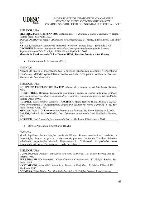 projeto pedagÃ³gico do curso de engenharia elÃ©trica - WWW2 - Udesc