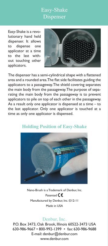 Easy-Shake Dispenser - Denbur, Inc.