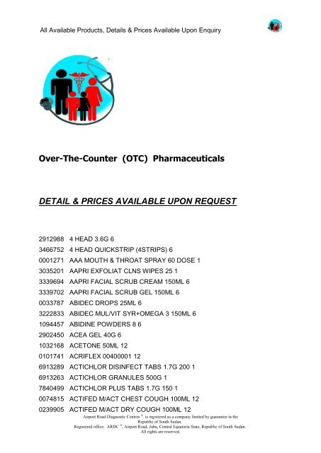 Over-The-Counter (OTC) Pharmaceuticals DETAIL & PRICES ...