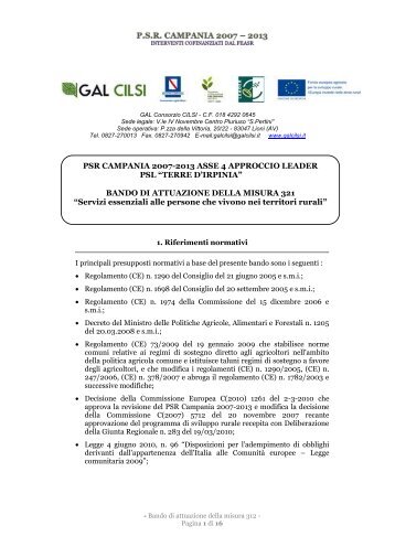 Misura 321 - Regione Campania