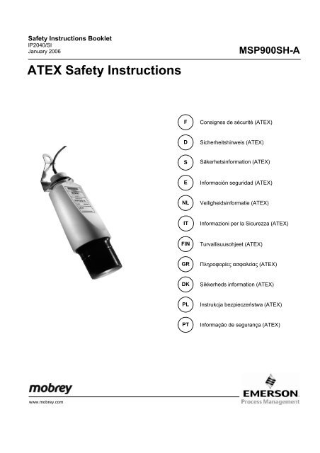 ATEX Safety Instructions MSP900SH-A - Ward Industries Limited