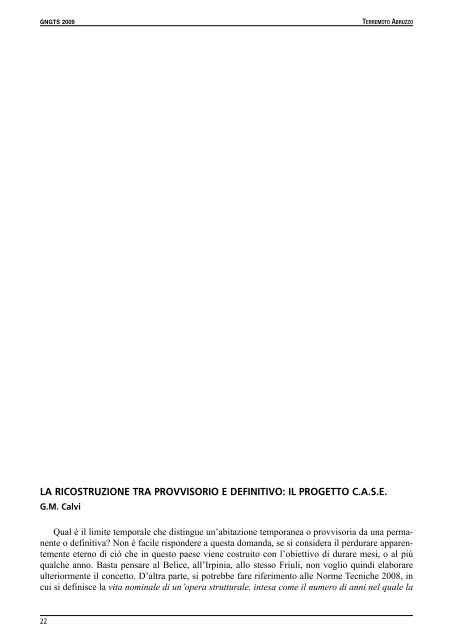 la ricostruzione tra provvisorio e definitivo: il progetto case - Ogs