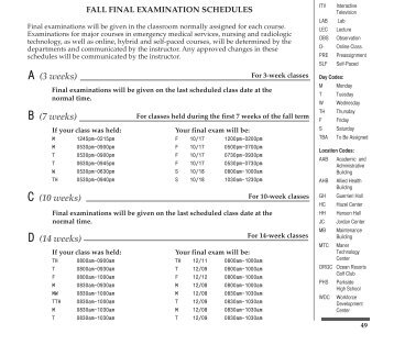 Final Examination Schedule - Wor-Wic Community College