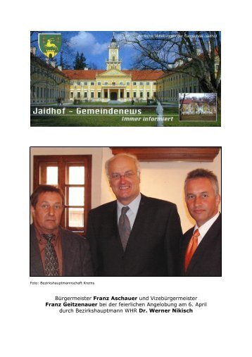 BÃ¼rgermeister Franz Aschauer und VizebÃ¼rgermeister Franz ...