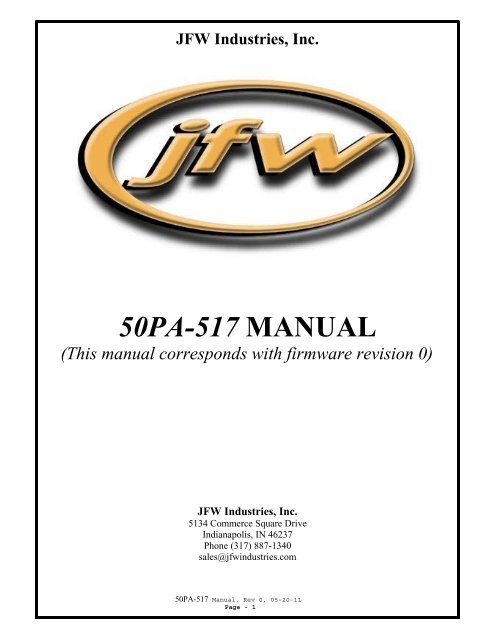 50PA-517 Manual (Rev 0) - JFW Industries