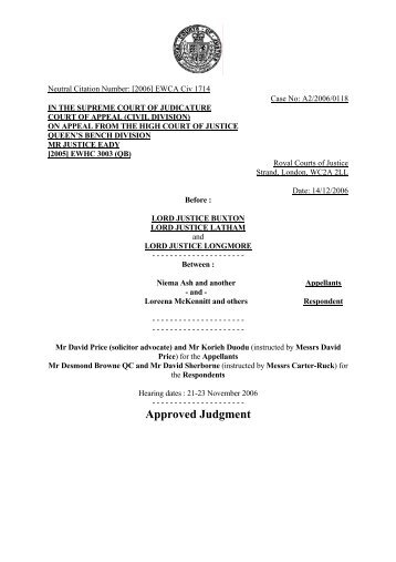 Court of Appeal Judgment Template - Loreena McKennitt