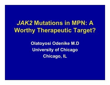 JAK2 Mutations in MPN: A Worthy Therapeutic Target?