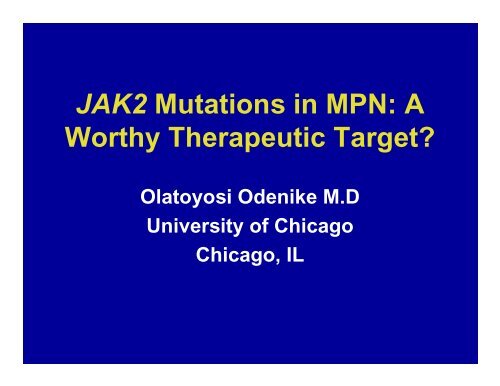 JAK2 Mutations in MPN: A Worthy Therapeutic Target?