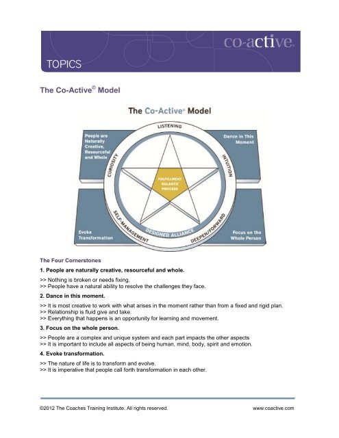 The Co-Active Model - Coaches Training Institute