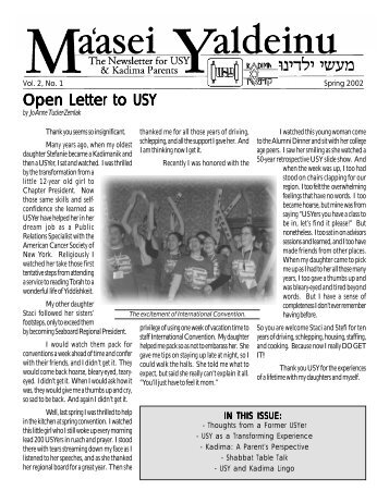 Spring 2002 - United Synagogue Youth