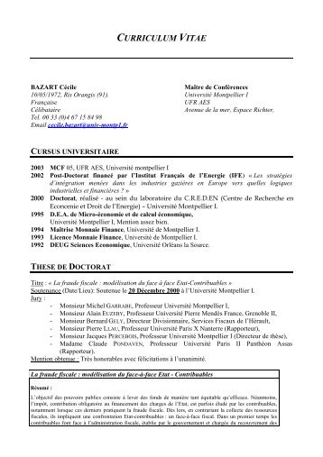 CURRICULUM VITAE - Lameta - UniversitÃ© Montpellier I