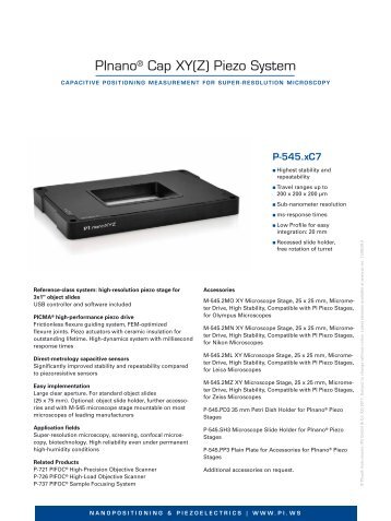 Nanopositioner for Microscopy: P-545.xC7 PInano Cap XY & XYZ ...