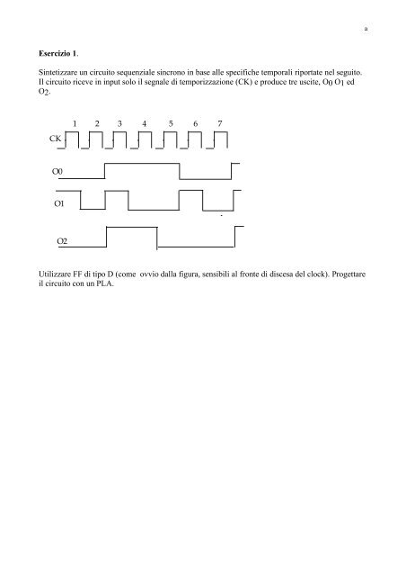 Esercizio 1. Sintetizzare un circuito sequenziale ... - Didamatica 2010