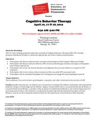 Cognitive Behavior Therapy - NC Council of Community Programs