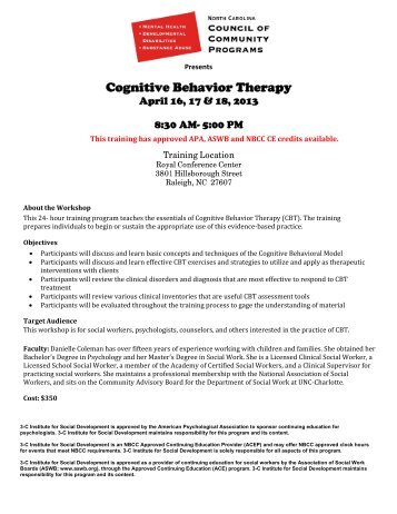 Cognitive Behavior Therapy - NC Council of Community Programs