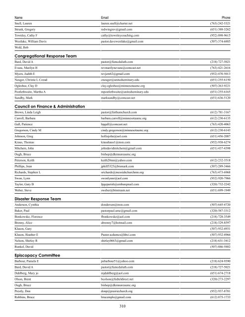 2013 Minnesota Conference Elected Leaders Directory