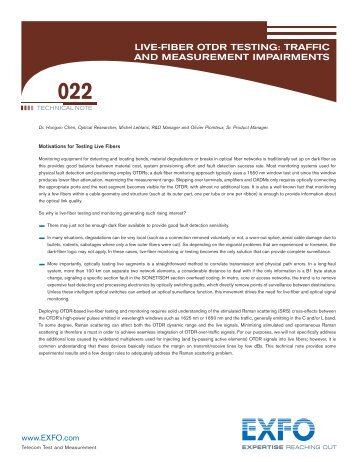 live-fiber otdr testing: traffic and measurement ... - 3 EDGE GmbH