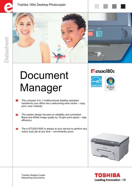 Toshiba 180s Desktop Photocopier Brochure - Clubcopying.co.uk